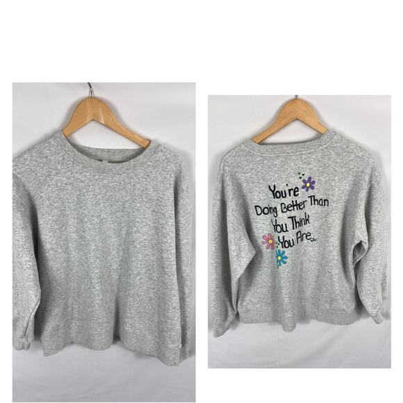 Fabletics Grey Crewneck Sweatshirt Graphic Size Medium - Picture 1 of 5